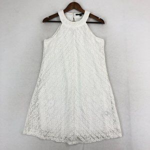 Three Pink Hearts NWT Women's Size Small White High Neck Sleeveless Mini Dress
